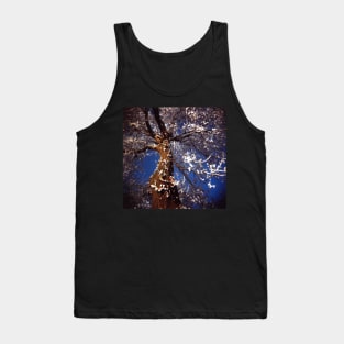 Lomography film photo of a frosty tree against a clear blue sky. Tank Top